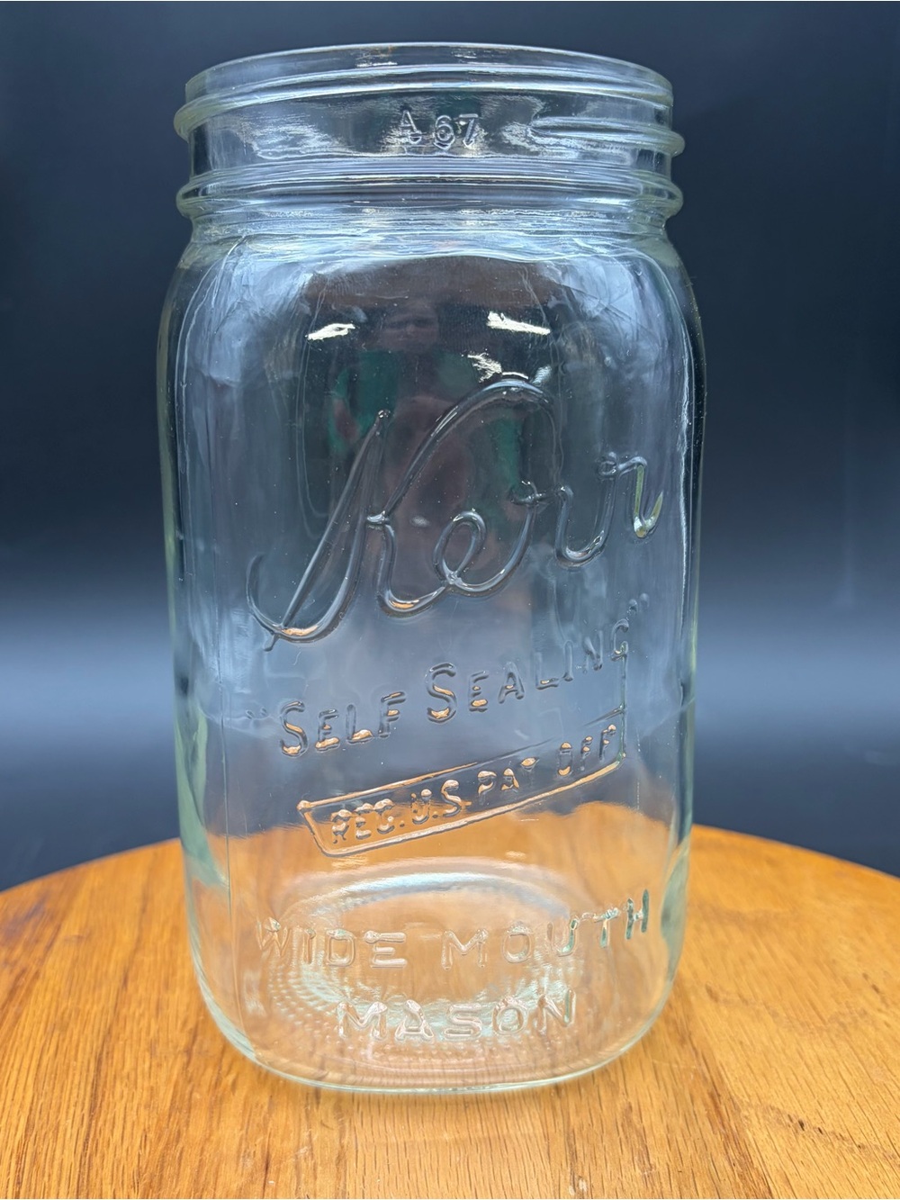 Vintage Kerr Self Sealing Wide Mouth Quart Mason Jar Clear Glass Canning Jar